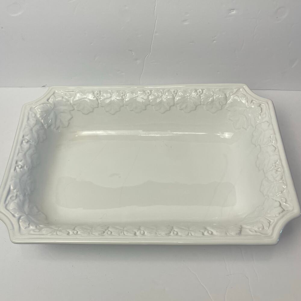 CWC Italian Made Rectangular Embossed Serving Platter Leaf Pattern Dish 14”